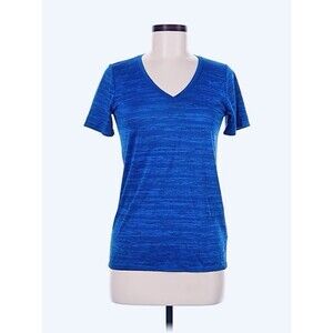 The Nike Dri-Fit Tee Blue Athletic Cut Womens V Neck Short Sleeve Shirt Small